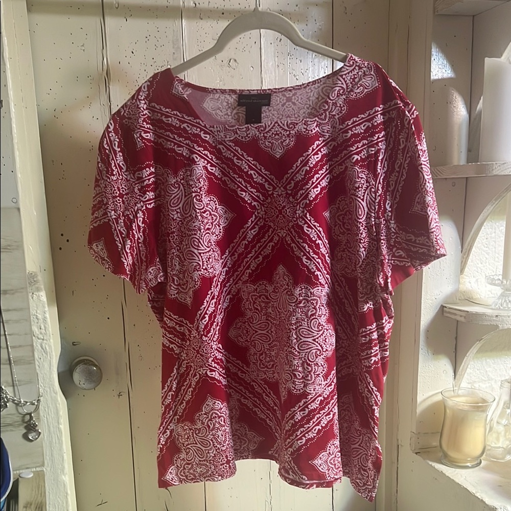 Alfred Dunner Pink Flutter Sleeve Blouse with Boxy Relaxed Fit